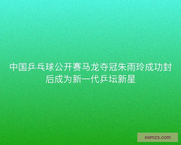 中国乒乓球公开赛马龙夺冠朱雨玲成功封后成为新一代乒坛新星