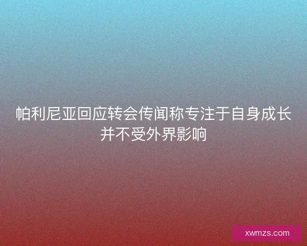帕利尼亚回应转会传闻称专注于自身成长并不受外界影响